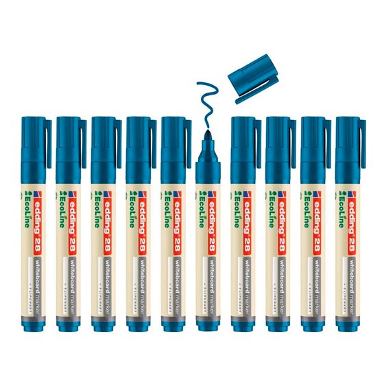 Rotulador Edding 28 Para Pizarra Blanca Ecoline 90% Reciclado Color Azul Punta Redonda 1,5-3 Mm Recargable