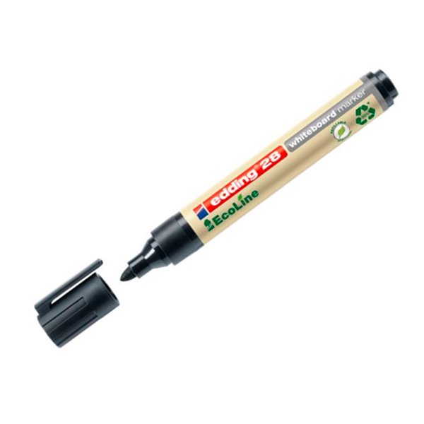 Rotulador Edding 28 Para Pizarra Blanca Ecoline 90% Reciclado Color Negro Punta Redonda 1,5-3 Mm Recargable