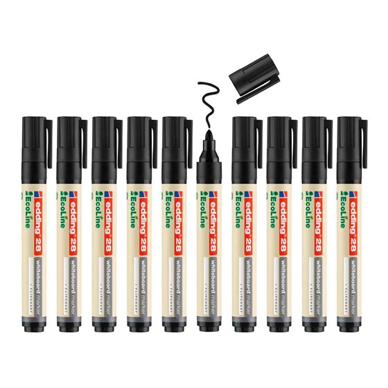 Rotulador Edding 28 Para Pizarra Blanca Ecoline 90% Reciclado Color Negro Punta Redonda 1,5-3 Mm Recargable