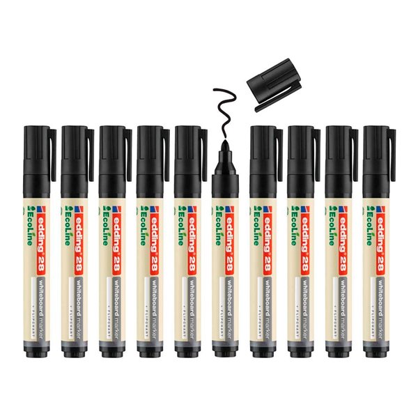 Rotulador Edding 28 Para Pizarra Blanca Ecoline 90% Reciclado Color Negro Punta Redonda 1,5-3 Mm Recargable