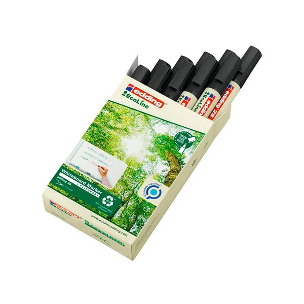 Rotulador Edding 28 Para Pizarra Blanca Ecoline 90% Reciclado Color Negro Punta Redonda 1,5-3 Mm Recargable
