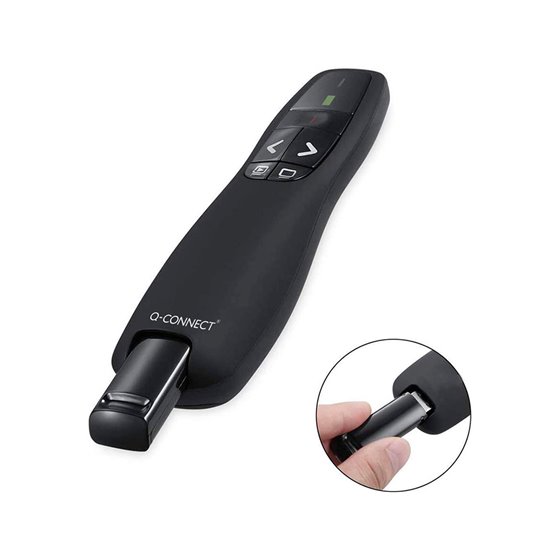 Puntero Laser Q-Connect Para Presentaciones 5 Botones Alcance 20 Mt Receptor Usb