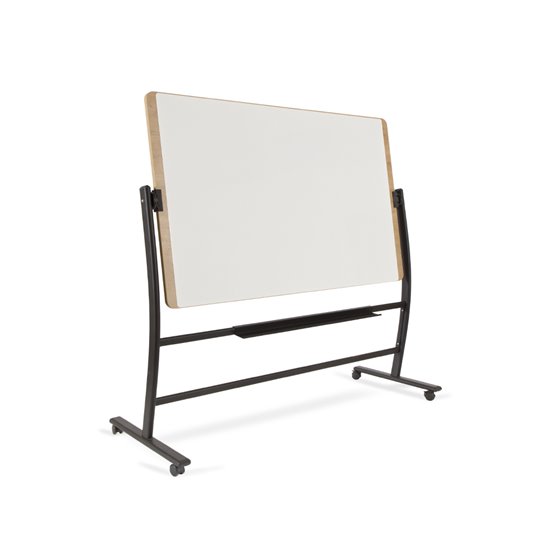 Pizarra Blanca Rocada Lacada Magnetica Marco Aluminio Doblecara Volteable Curve Con Ruedas 100X150 Cm