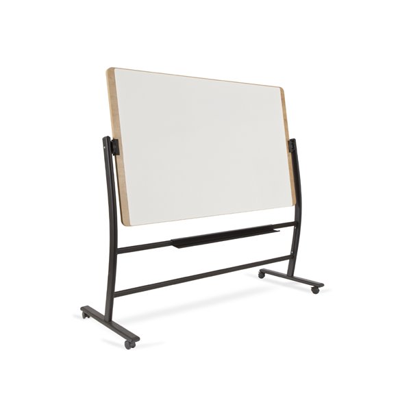 Pizarra Blanca Rocada Lacada Magnetica Marco Aluminio Doblecara Volteable Curve Con Ruedas 100X150 Cm