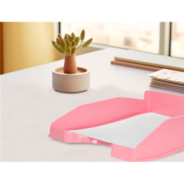 Bandeja Sobremesa Plastico Q-Connect Rosa Pastel Opaco 240X70X340Mm