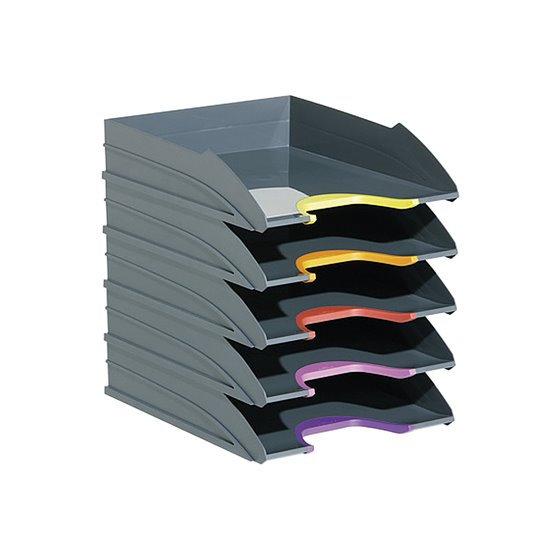 Bandeja Sobremesa Durable Plastico Reciclado Blue Angel Gris 255X55X330 Mm Pack De 5 Unidades