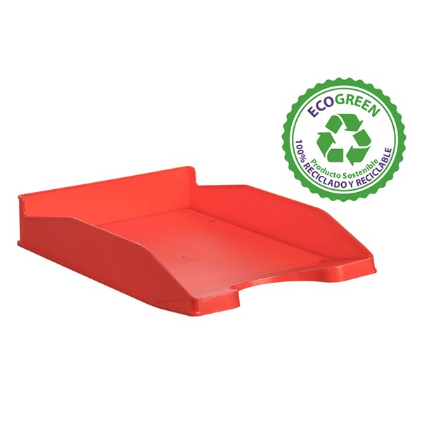 Bandeja Sobremesa Archivo 2000 Ecogreen Plastico 100% Reciclada Apilable Formatos Din A4 Y Folio Color Rojo
