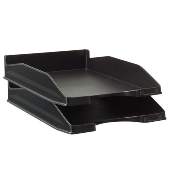 Bandeja Sobremesa Archivo 2000 Antimicrobiana Sanitized Plastico Negro Apilable 3 Posiciones Para Formatos Din