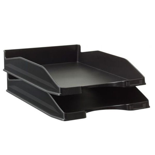 Bandeja Sobremesa Archivo 2000 Antimicrobiana Sanitized Plastico Negro Apilable 3 Posiciones Para Formatos Din