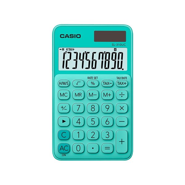 Calculadora Casio Sl-310Uc-Gn Bolsillo 10 Digitos Tax +/- Tecla Color Verde