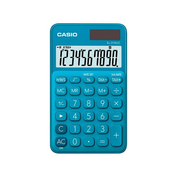 Calculadora Casio Sl-310Uc-Bu Bolsillo 10 Digitos Tax +/- Tecla Color Azul