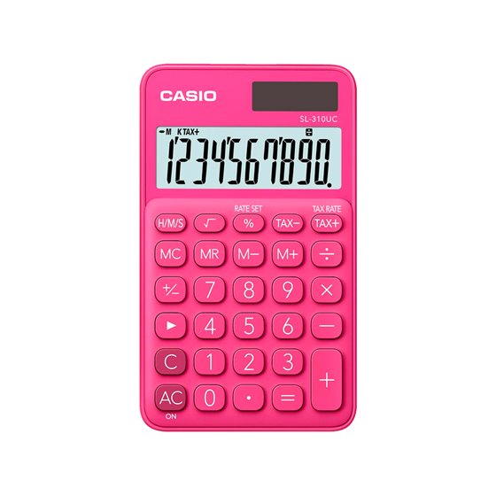 Calculadora Casio Sl-310Uc-Rd Bolsillo 10 Digitos Tax +/- Tecla Color Fucsia