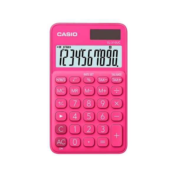 Calculadora Casio Sl-310Uc-Rd Bolsillo 10 Digitos Tax +/- Tecla Color Fucsia