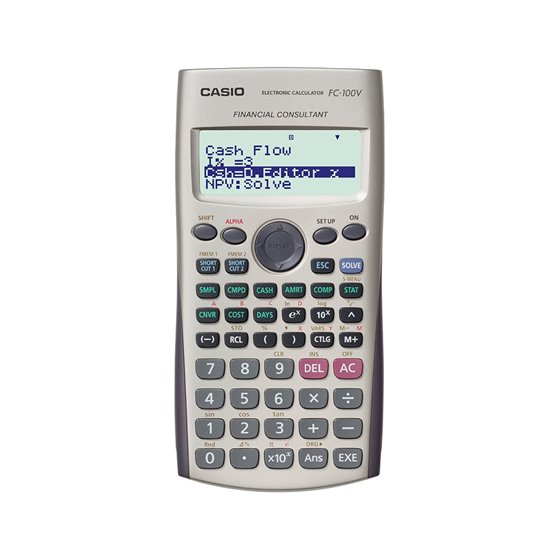 Calculadora Casio Fc-100V Financiera 4 Lineas 10+2 Digitos Almacenamiento Flash Calculo De Ganancias Con Tapa