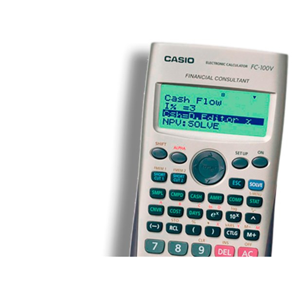 Calculadora Casio Fc-100V Financiera 4 Lineas 10+2 Digitos Almacenamiento Flash Calculo De Ganancias Con Tapa