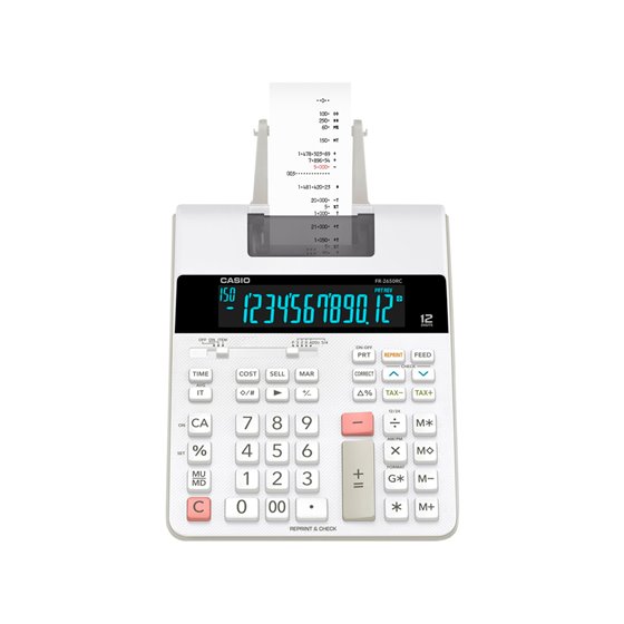 Calculadora Casio Impresora Pantalla Lc Papel 58 Mm Impresion Bicolor Fr-2650Rc 12 Digitos Dc Color Blanco