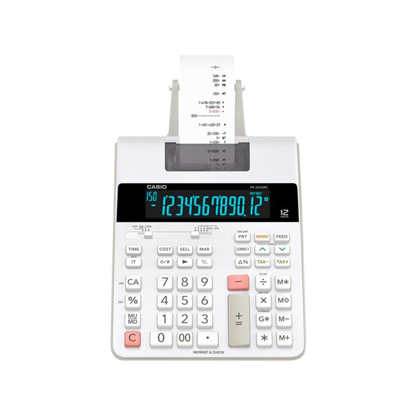 Calculadora Casio Impresora Pantalla Lc Papel 58 Mm Impresion Bicolor Fr-2650Rc 12 Digitos Dc Color Blanco