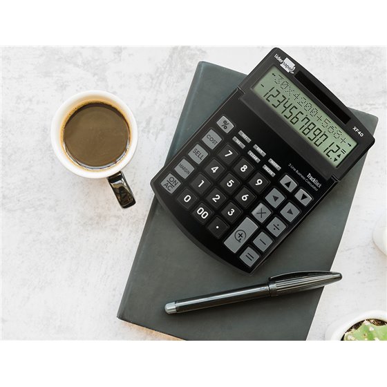 Calculadora Liderpapel Sobremesa Xf40 12 Digitos Dos Lineas Solar Y Pilas Negro 175X120X30 Mm 40% Reciclada