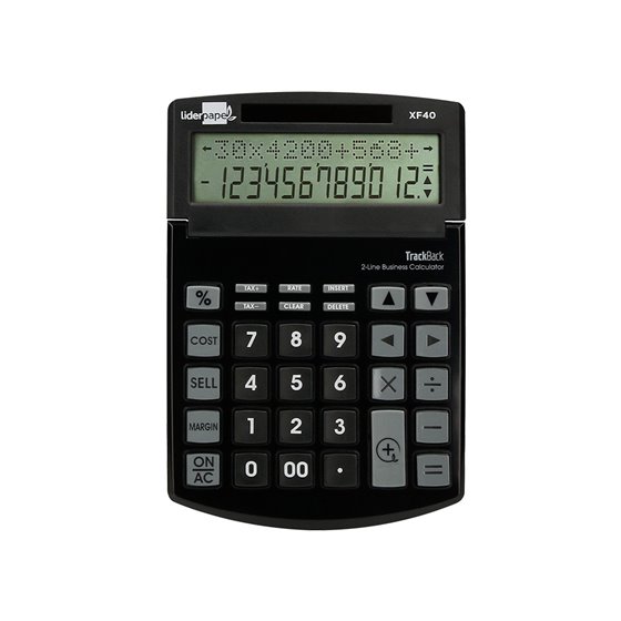 Calculadora Liderpapel Sobremesa Xf40 12 Digitos Dos Lineas Solar Y Pilas Negro 175X120X30 Mm 40% Reciclada