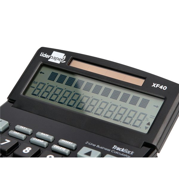 Calculadora Liderpapel Sobremesa Xf40 12 Digitos Dos Lineas Solar Y Pilas Negro 175X120X30 Mm 40% Reciclada