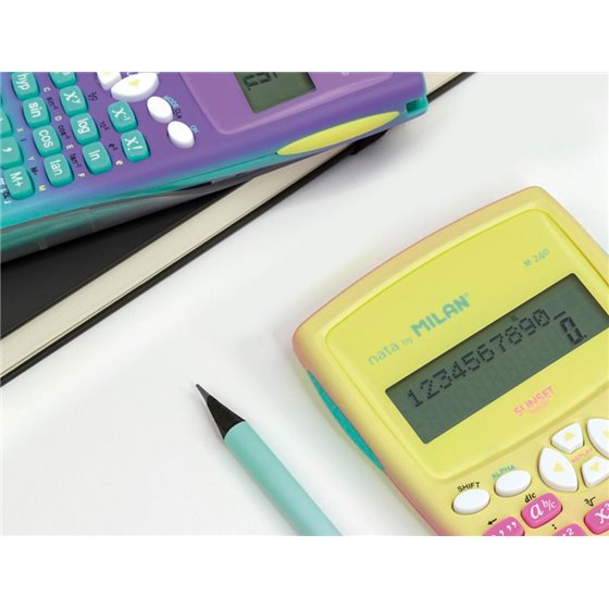 Calculadora Milan Cientifica M240 Sunset Tapa Translucida 2 Lineas 240 Funciones 10+2 Digitos Color Rosa /Amarillo