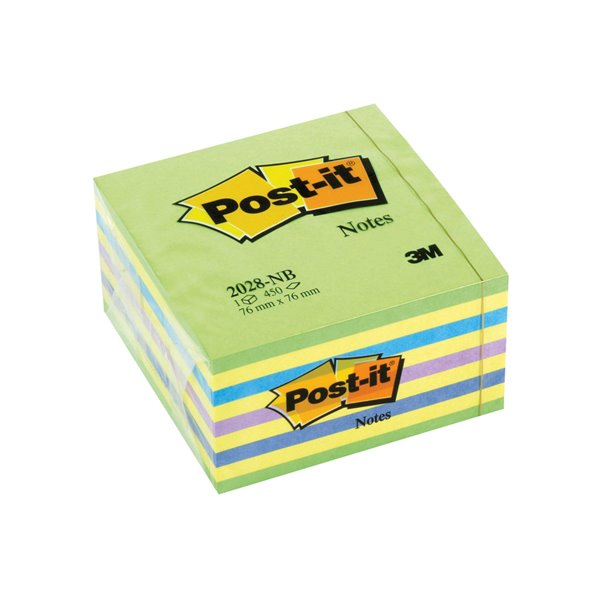 Bloc De Notas Adhesivas Quita Y Pon Post-It 76X76 Mm Cubo Color Azul Y Verde 450 Hojas