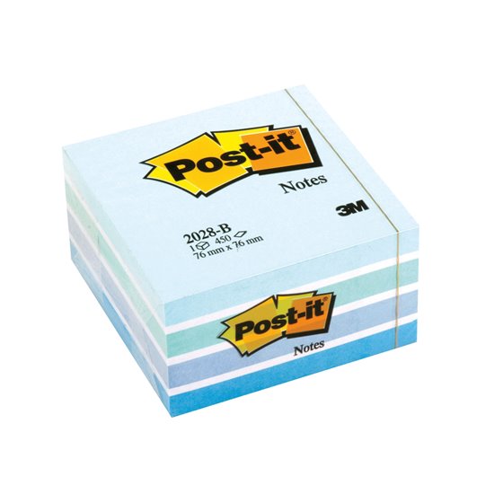 Bloc De Notas Adhesivas Quita Y Pon Post-It 76X76 Mm Cubo Color Azul Pastel 450 Hojas