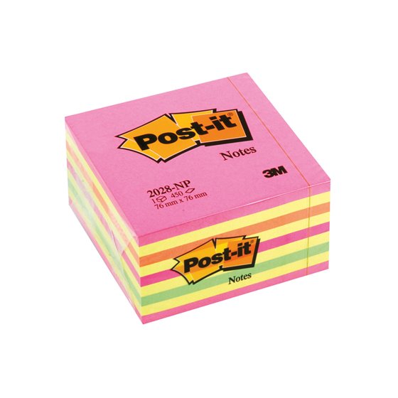 Bloc De Notas Adhesivas Quita Y Pon Post-It 76X76 Mm Cubo Color Rosa Neon 450 Hojas
