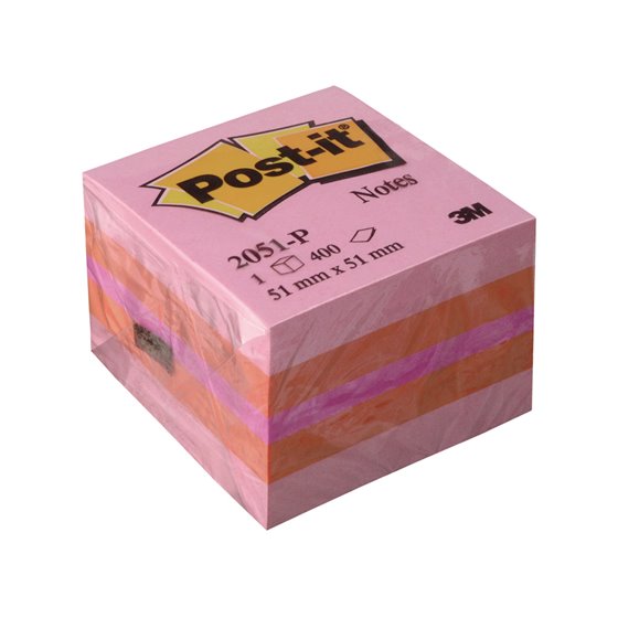 Bloc De Notas Adhesivas Quita Y Pon Post-It 51X51 Mm Minicubo Color Rosa 2051-P 400 Hojas