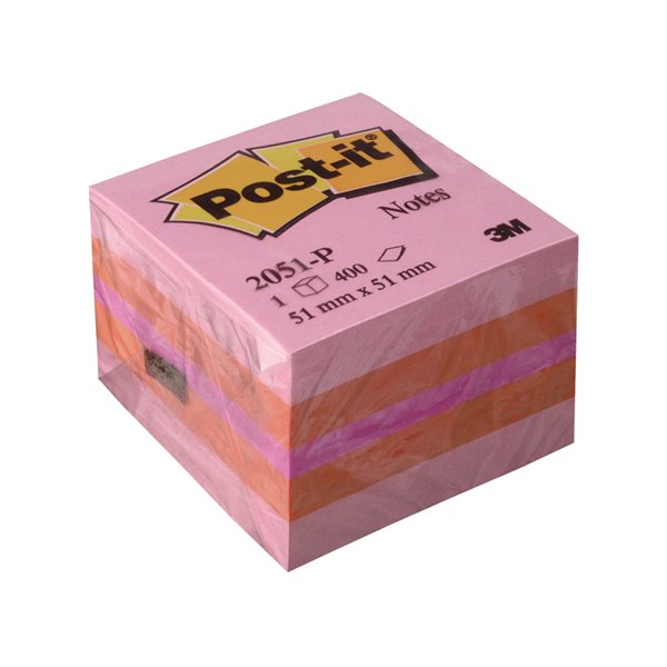 Bloc De Notas Adhesivas Quita Y Pon Post-It 51X51 Mm Minicubo Color Rosa 2051-P 400 Hojas
