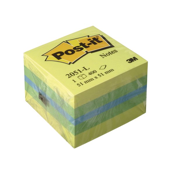 Bloc De Notas Adhesivas Quita Y Pon Post-It 51X51 Mm Minicubo Color Limon 2051-L 400 Hojas