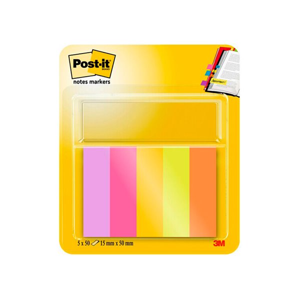Bloc De Notas Adhesivas Quita Y Pon Post-It Mininotas Energetic Colour 15 X 50 Mm 50 Hojas Pack De 5 Unidades