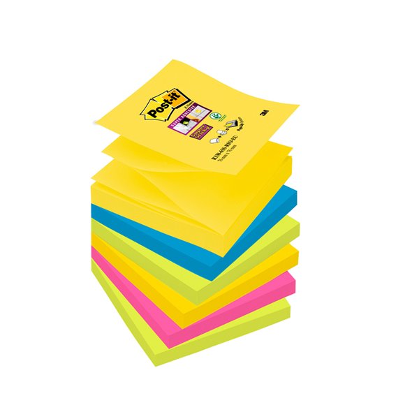 Bloc De Notas Adhesivas Quita Y Pon Post-It Super Sticky 76X76 Mm Con 90 Hojas Pack De 6 Bloc Colores Surtidos