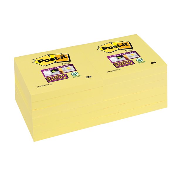 Bloc De Notas Adhesivas Quita Y Pon Post-It Super Sticky 76X127 Mm Con 12 Bloc Amarillo Canario