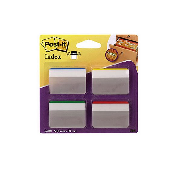 Banderitas Separadoras Rigidas Dispensador 4 Colores Post-It Index 686A-1 Grandes 24 Banderitas