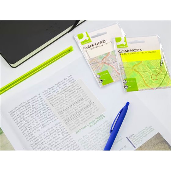 Bloc De Notas Adhesivas Quita Y Pon Q-Connect 76X76 Mm Removible Plastico Translucido Blanco 50 Hojas