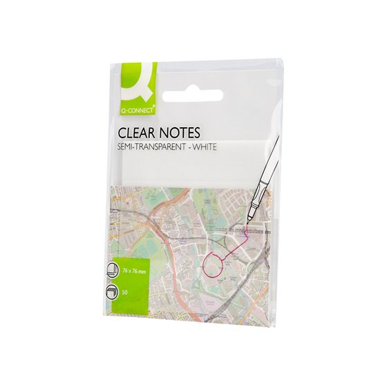 Bloc De Notas Adhesivas Quita Y Pon Q-Connect 76X76 Mm Removible Plastico Translucido Blanco 50 Hojas