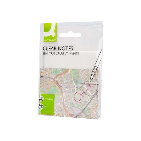 Bloc De Notas Adhesivas Quita Y Pon Q-Connect 76X76 Mm Removible Plastico Translucido Blanco 50 Hojas