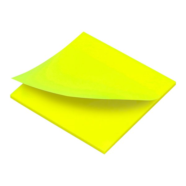 Bloc De Notas Adhesivas Quita Y Pon Q-Connect 76X76 Mm Removible Plastico Translucido Amarillo Neon Con 50 Hojas
