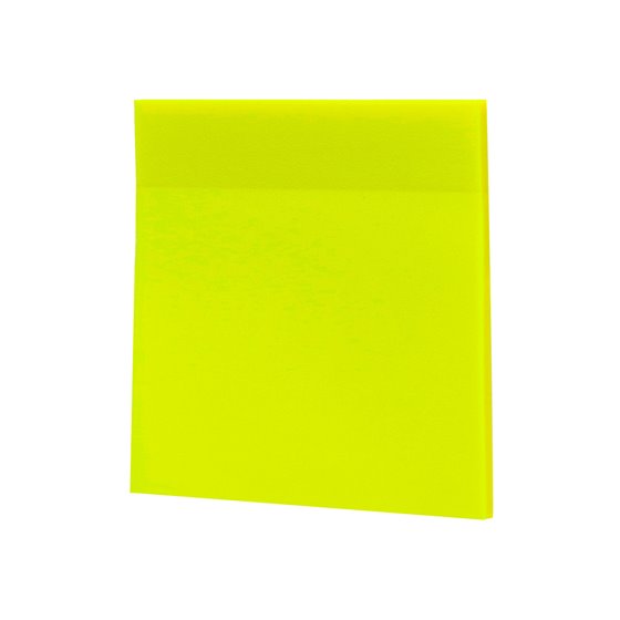 Bloc De Notas Adhesivas Quita Y Pon Q-Connect 76X76 Mm Removible Plastico Translucido Amarillo Neon Con 50 Hojas