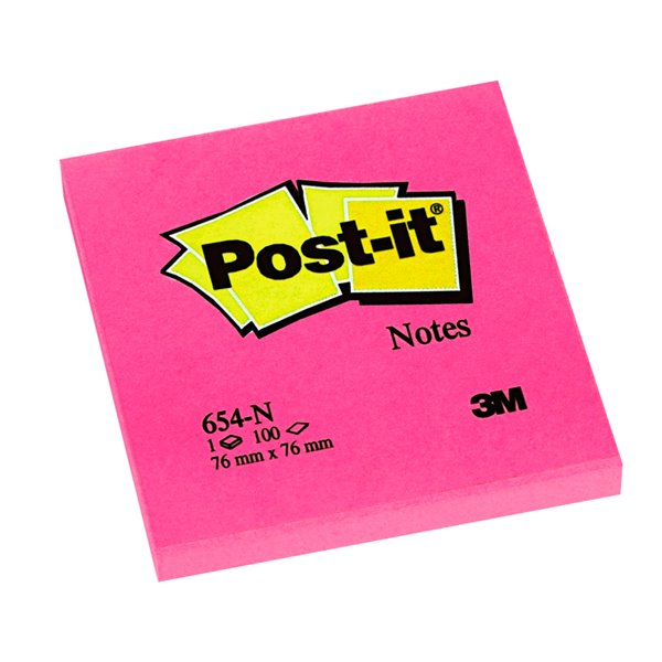 Bloc De Notas Adhesivas Quita Y Pon Post-It 76X76 Mm Fucsia Neon Con 100 Hojas