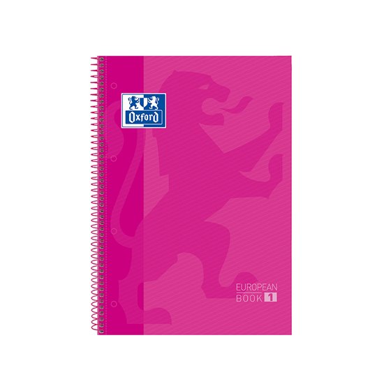 Bloc Espiral Oxford European Book Tapa Extradura Din A4 80 Hojas Cuadricula 5 Mm Color Rosa