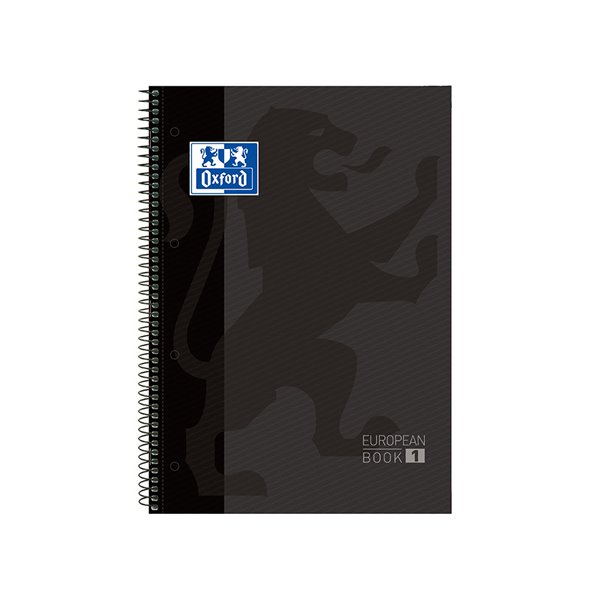Bloc Espiral Oxford European Book Tapa Extradura Din A4 80 Hojas Cuadricula 5 Mm Color Gris