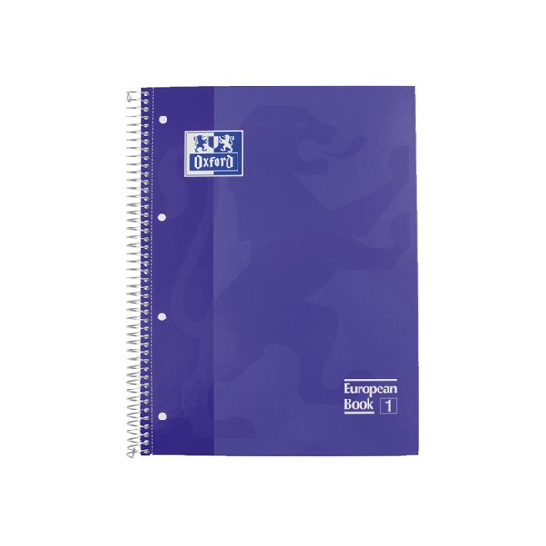 Bloc Espiral Oxford Tapa Extradura Microperforado Din A4 80 Hojas Cuadros 5Mm -Color Lila