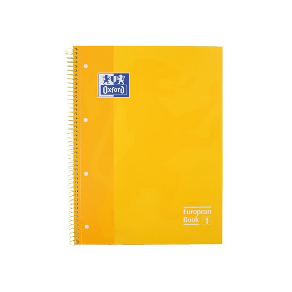 Bloc Espiral Oxford Tapa Extradura Microperforado Din A4 80 Hojas Cuadros 5Mm Color Amarillo