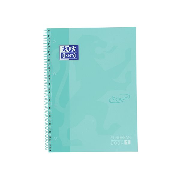 Cuaderno Espiral Oxford Ebook 1 School Touch Te Din A4+ 80 Hojas Cuadro 5 Mm Con Margen Mint Pastel