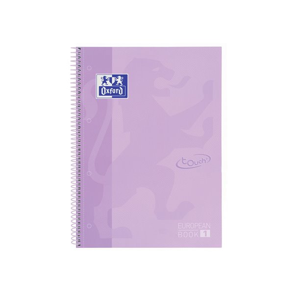 Cuaderno Espiral Oxford Ebook 1 School Touch Te Din A4+ 80 Hojas Cuadro 5 Mm Con Margen Malva Pastel