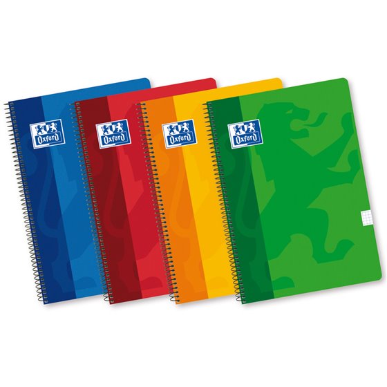 Bloc Espiral Oxford Cartoncillo Folio 80 Hojas Cuadros 4 Mm