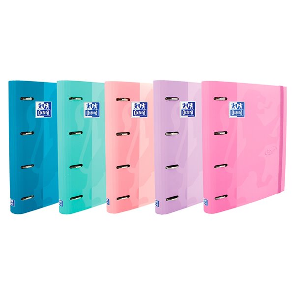 Carpeta Con Recambio Oxford Europeanbinder Touch Pastel 4 Anillas 35 Mm Din A4+ Tapa Extradura Con Gomilla Colores