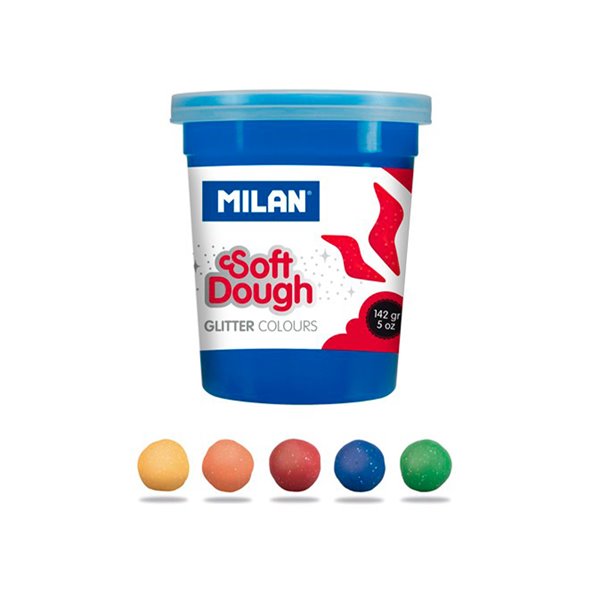 Pasta Milan Para Modelar Soft Dough Glitter Caja De 5 Botes Colores Surtidos 142 G